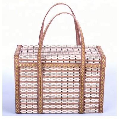 Custom Design Folding Wicker Fruit Gift Basket Bamboo Weaving